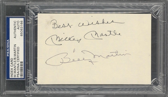 Mickey Mantle & Billy Martin Dual Signed Index Card (PSA/DNA)